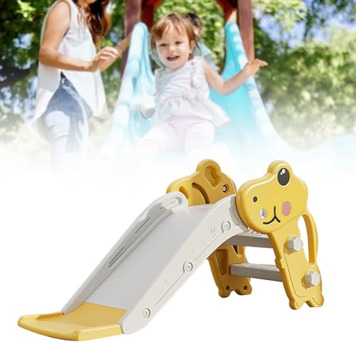 SUPYINI Tobogán de interior estable y plegable de plástico con niños para jugar en interiores y exteriores (amarillo)