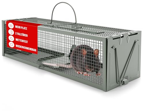 VANWILD® Rattenfalle Lebend 40cm | Tierfreundliche Lebendfalle mit Zwei Eingängen, Sichere & Effektive Mausefalle für jeden Einsatzbereich (2er Pack)