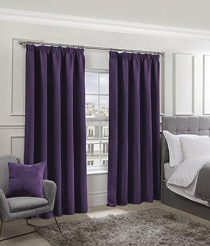 Emma Barclay – Blackout Curtains for Bedroom Living Room Thermal Insulated Woven Pencil Pleat Blackout Curtains Cali Collection (66” x 90” Inch)(Amethyst)