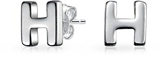Abc Minimalistisch Bsperren Alphabet Buchstabe Initialee H Ohrstecker Für Teenager Für Frauen .925 Sterling Silber
