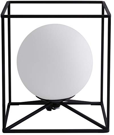 Reality Leuchten Gabbia R50401932 Tischleuchte, Metall Schwarz Matt, Acryl Weiß