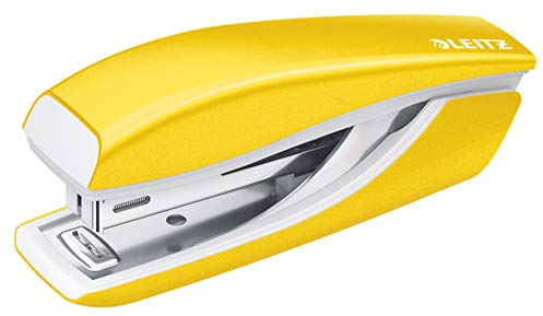 Leitz Mini-Heftgerät, 10 Blatt Tacker mit 1000 Heftklammern, Hefter aus Metall mit Kunststoffelementen, WOW Serie, Gelb, 55281016