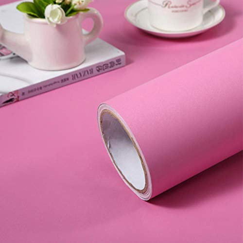 1M/2M Waterproof Marble Wallpaper Vinyl Self Adhesive Film Living Room Wall Decor Kitchen Cabinets Desktop Drawer Contact Paper,Matt Pink,40cm x 1m