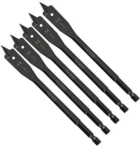 SabreCut 5pcs SCRIW14_5 14mm x 152mm Hardwood Softwood Flat Wood Spade Bits | Impact-rated construction delivers fast, clean drilling in softwood, hardwood, chipboard and MDF