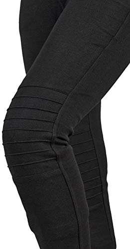 Great Bikers Gear - Leggings para Motocicleta con Forro de para Mujer, con Armadura CE extraíble, (Pierna Corta), Diseño Negro, XL