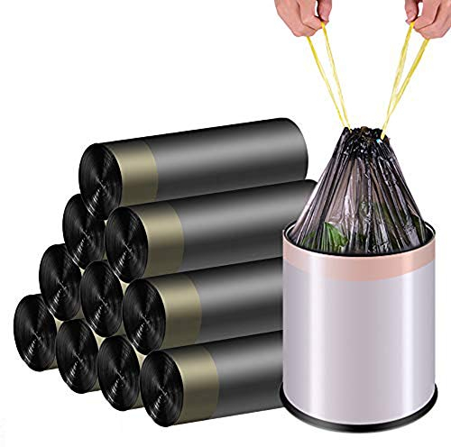 Wing Biodegradable Bolsas de Basura con cordón, Bolsa compostable Perro, Bolsa de Basura con agarradera, 20 litros, Negro,8 Rolls 120 Counts