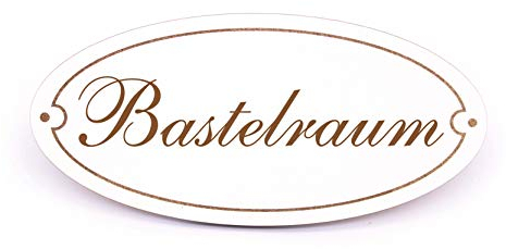 Schild Türschild Oval - Bastelraum - selbstklebend Hinweisschild Dekoschild 15x7cm