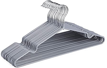 HOUSE DAY Grucce in metallo in plastica, confezione da 20 grucce per camicie, per vestiti, salvaspazio, in gomma, per adulti, resistenti, resistenti, antiscivolo, in filo metallico