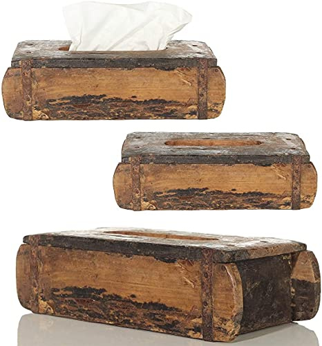 Ziegelform Holz Tissuebox Schwarz ca.30x15cm Kosmetiktuch-Box Taschentuch Laursen (Braun)