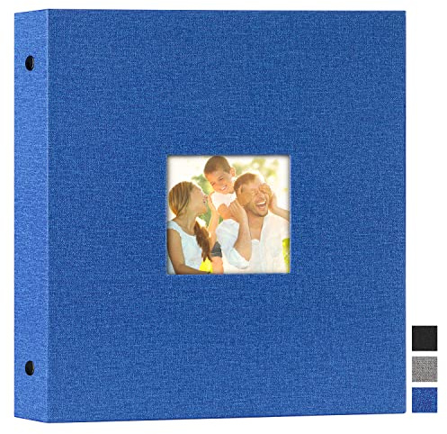 Lanpn Photo Album 8x8, Linen Hard Cover Acid Free Slip Slide in Photo Albums Sleeves Holds 50 Top Load Vertical Only 8x8 Pictures (Blue)
