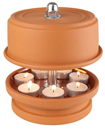 HP-TLO Top-Modell Flache Glocke Terrakotta Pur 21/18 7 Kerzen Teelichter Balkon Terrasse Garten Deko Hornet-Products Die Teelichtofen - Manufaktur