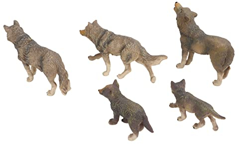 RiToEasysports 5 Stück Wolf Figur Spielzeug, Hohe Simulation Kunststoff Lebensechte Wolf Figuren Wildtier Spielzeugfiguren Modell Dekoration