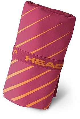 HEAD Active Stripes - Asciugamano Microfibra con Elastico, Asciugamano Palestra, Sport e Fitness Morbido e Leggero a Rapida Asciugatura, Asciugamani Bagno Assorbente Salvaspazio Viaggio 40x60, Magenta