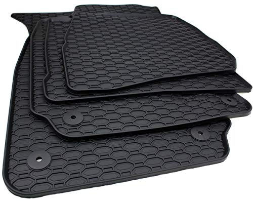 Gummimatten Kompatibel mit Passat 3B 3BG Bj 1997-2005 Automatten Allwetter | Fußmatten NEU Premium Qualität 100% passgenau Waben Autofußmatten für Schnee & Feuchtigkeit rutschfest Befestigung Rund 4-tlg