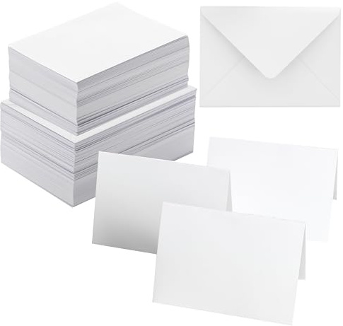 100-pack tomma kort och kuvert 12 x 18 cm, vita kort med kuvert bulk gratulationskort, tomma anteckningskort med kuvert för gör-det-själv-korttillverkning, jul, födelsedag