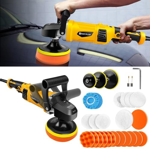 Car Polisher Buffer Sander Rotary Polishing Machine 1400W 150mm-180mm Buffing Polish Pad Kit, 6 Variable Speeds 800-3500RPM, with 30Pcs Accessories for Car Boat Floor Clean Polishing