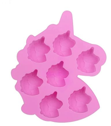Ice Cube Mold Cartoon Porous Unicorn Silicone Chocolate Mold Mermaid Candy Cake Ice Baking Mould DIY Star Rainbow Soap Candle Making-7 Hole Unicorn