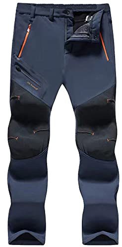 NCTCITY Pantalones de Trekking para Hombre Pantalón de Nieve Montaña Impermeables Pants de Escalada Senderismo Informales Cálidos Esquiar Softshell Aire Libre
