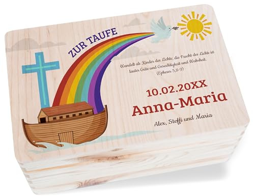 Shirtracer Erinnerungsbox Baby personalisiert Taufe Arche Noah