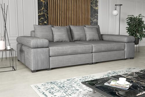 Fun Möbel Big Sofa Couchgarnitur Megasofa Riesensofa Arezzo in Stoff Tilia (Hellgrau)