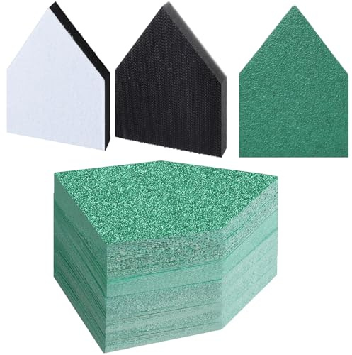 3.54 x 2.56 80Pcs Detail Sanding Paper and 2 Pads Fits M12 Fuel Sander - 60, 120, 180, 240 Grit (20 of Each) Heavy Duty Hook & Loop Cloth Sandpaper for Detail Sander -FMS82