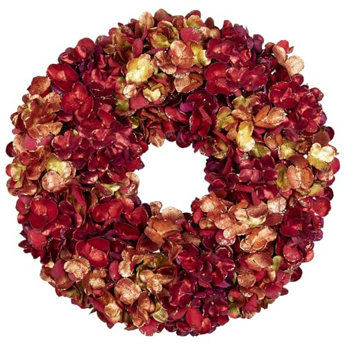 60cm Künstlich Hortensien Weihnachtskranz Deko Türkranz Kunstkranz Künstlich Türkranz für Weihnachten Künstlicher Adventskranz für Haustür, Hauswandbehang oder Weihnachtsdekoration, Winterschmuck