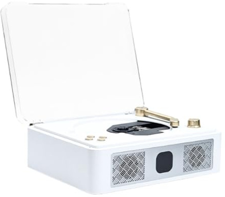 Jrifedptry Lettori CD desktop Bluetooth per casa altoparlanti incorporati jack cuffie ricaricabile lettore CD vintage bianco