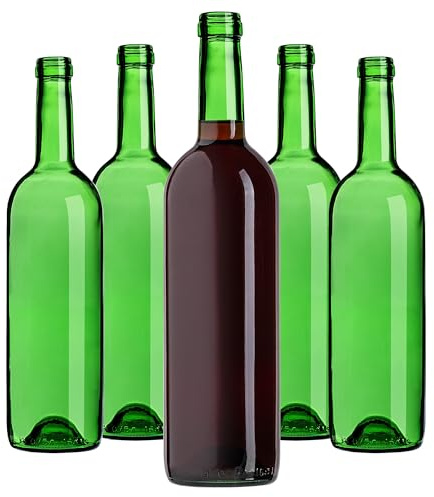 KADAX 10er Set Weinflaschen 750ml, leere Glasflaschen ohne Korken für Wein, Liköre und Spirituosen, Flaschen zum Befüllen, Likörflaschen aus Glas (Grün)