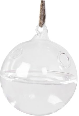 Hängende Glasvase mit Zwei Löchern, Glas, zum Aufhängen, Deko | Durchsichtige Wanddekoration, Hängeöse Befestigt, für Terrarium und Mikrogarten, als Geschenk für Freunde und Familie