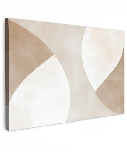 MuchoWow© Cuadros Decoracion Salon Modernos Dormitorios Cuadro Decorativos | 120x80 cm - de Lienzos Decorativo Decoración Cabecero Cama Marrón - Japandi - Abstracto