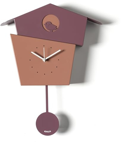 Arti & Mestieri Picchiarello - Orologio a pendolo da parete di Design 100% Made in Italy - in Ferro, 36 x 45h cm (Viola ametista, mocha mousse e viola ametista)