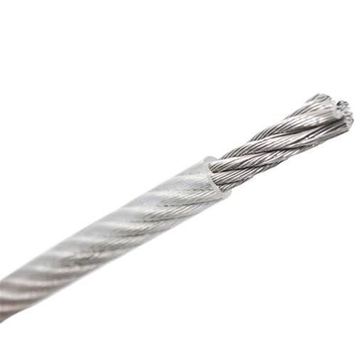 NJIEzhao 0,4/0,5/0,6/0,8/1,0/1,2/1,5/2/2,5/3/4/5/6/8/10/12 MM Durchmesser 304 Edelstahl-Drahtseil mit durchsichtiger PVC-Kunststoffbeschichtung Drahtseil(10M 3 to 4MM 7X7)