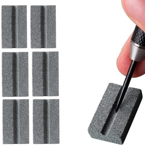 SHENGYIG 6 Stück Dart-Schleifstein Set, Schleifstein mit V-Nut zum Schärfen von Steel- und Metall-Dartspitzen, Schärfer für Wurfpfeile, Praktisches Dartzubehör