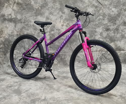 Generisch 26 Zoll Aluminium Damen MTB Gefedert mit 21-Gang Daumenklickkettenschaltung, Scheibenbremsen NEU 2670-LILA-PINK Bitte BEACHTEN AB 155 cm KÖPERGRÖSSE GEEIGNET !!!!!!!