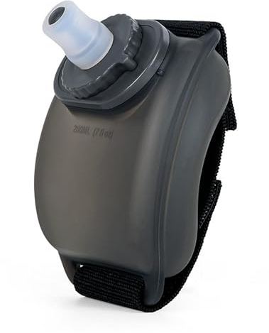 Surcanseek DeepFit 200 ml Handgelenk-Wasserflasche – BPA-frei, auslaufsicher, freihändige Hydratation für Laufen, Fitnessstudio und Wandern, verstellbarer Riemen (Schwarz)