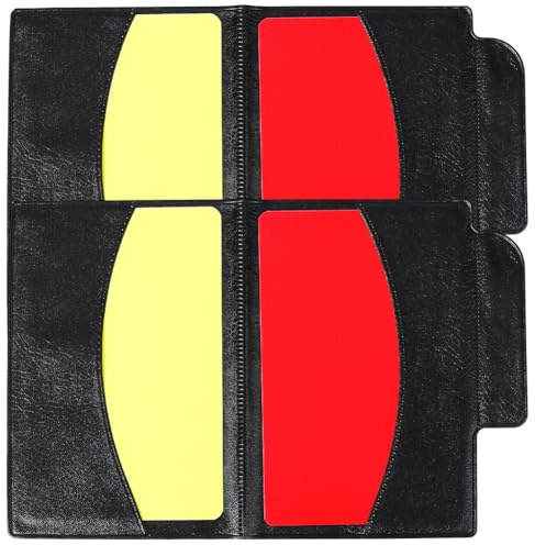 CREATCABIN 2 Sets Red and Yellow Card Holder Soccer Referee Cards Black PU Leather PVC Durable Sports Matches Caution Dismissal Wallets for Football Volleyball Rugby Baseball Training 6.5 x 4.7