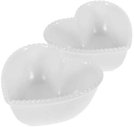 DECOMELODY 2 pezzi Ciotole in Forma Pirofile Nordic Bianche per Dessert Budino Snack e Colazione Design per Tavola Multifunzionale