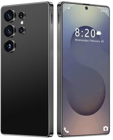 ULUCAN Smartphone S25 Ultra Pas Cher, Appareil Photo 72 MP 108 MP, débloqué sans Carte SIM, Grand écran 7,3 Pouces, Reconnaissance faciale, 8 000 mAh (Stylet intégré),Black-1TB