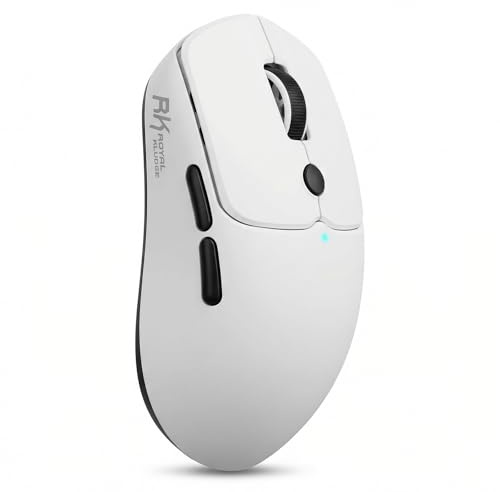 Royal KLUDGE MO1 Souris Gaming sans Fil, Blanc | Souris Gaming Tri-Mode BT/2.4G/USB-C, 51g Ultralégère, 400-6000 DPI Réglable, 6 Boutons Programmables, Confort Ergonomique