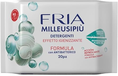 Fria MilleusiPiù Igienizzanti, Salviette Detergenti con Antibatterico, Tessuto Fibrasoft 3 Strati Biodegradabile, Confezione da 100 Salviette