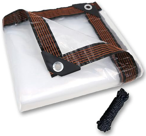 Telo Impermeabile Esterno Trasparente 235 x 315 cm, Trasparente Resistente Alle, Antipolvere, Impermeabil, Antistrappo, Telone Impermeabile per Esterno con Occhielli per Esterni, Giardino, A