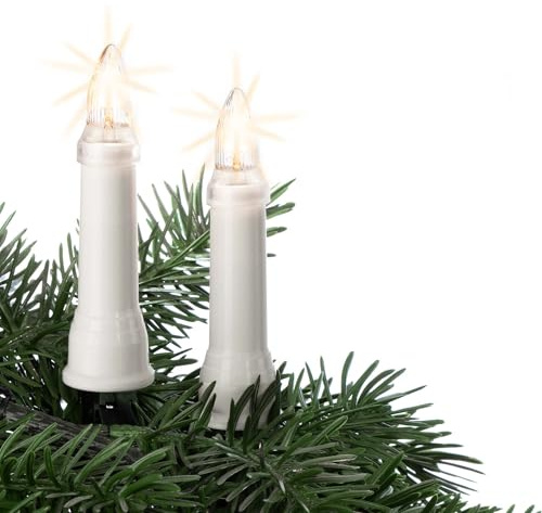 hellum Lichterkette Weihnachten außen, 30 Lichter warmweiß, Stecker | Weihnachtsbeleuchtung mit Clip beleuchtet 13,50m, Kabel schwarz, Tannenbaum Lichterkette außen Christbaumkerzen <59lm 640304