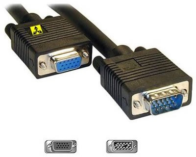 Aptii Câble rallonge pour écran VGA SVGA femelle 15 broches câble Noir 2 m
