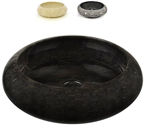 Divero Marmor Naturstein Aufsatz-Waschbecken Handwaschbecken Waschschale Stein poliert rund schwarz