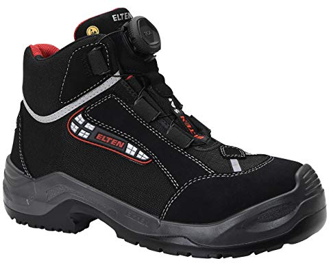 ELTEN Sicherheitsschuhe Sander BOA ESD S3S, Damen und Herren, Textil, Aluminiumkappe (Leichter als Stahlkappe), leicht, sportlich 43, Schwarz-Rot