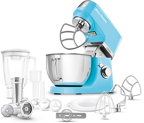 Sencor STM 6352BL Robot Multifonctions 1 000 W Robot Pâtissier, Blender Professionnel 8 Vitesses Fonction PULSE Bol d'Acier Inoxydable 4,5 L