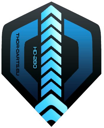 THOR-DARTS 60 stycken blå 150 mikron extra stark dart Flights F1 HD-280 svart-blå 20 set (=60 flys) ultra lång hållbarhet (150 mic, jämförbar Rhino+ eller pentathlon HD150) (60)