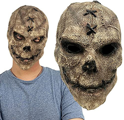 GOODKSSOP Unisex Retro Old Scary Skull Halloween Mask Cosplay Horrible Head Full Face Latex Helmet Creepy Costume Prop for Carnival Themed Party