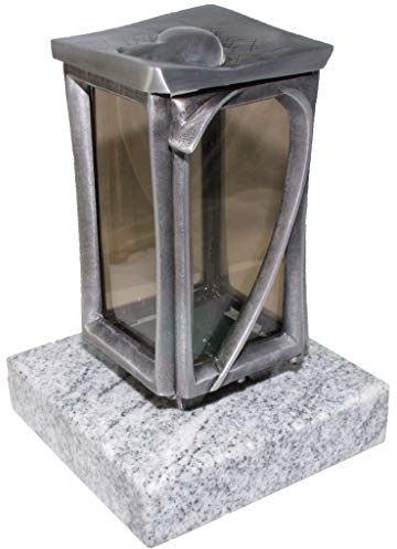 Kunst-Art-Köhl Grablaterne 57170/21 aus massiver Bronze oder Aluminium montiert auf einem Granitsockel (Aluminium, Wiscont White)