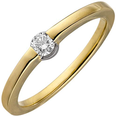 Jobo Damen-Ring aus 14 Karat 585 Gold mit Diamant 0,15 ct. Größe 58